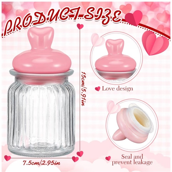 Heart-Shaped Lid Glass Jar choices are ..Red, Pink, White - Picture 2 of 2